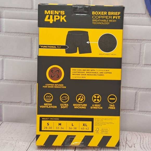 4PK Copper Fit Mens Performance Workgear Boxer Briefs S 28-30  Copper Infused - Picture 6 of 10